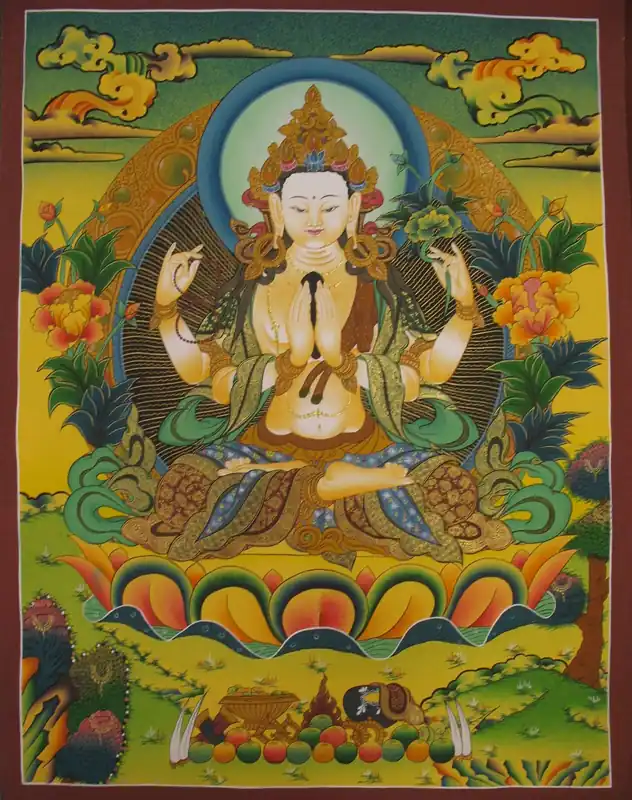 Thangka rituel de Chengrezig