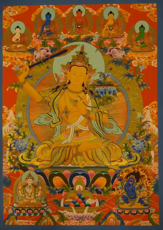 Manjushree with Pancha Buddha Painting Art