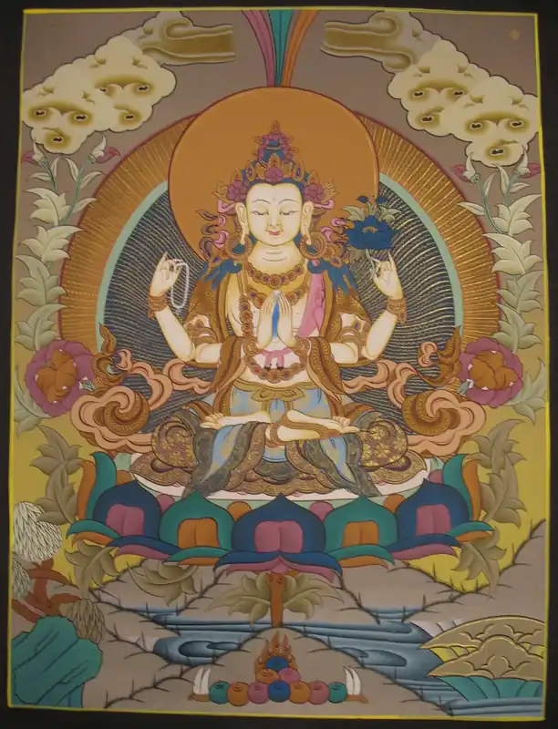 Thangka peint à la main de Chenrezig