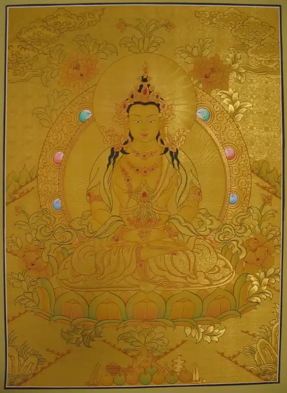 Thangka du Bouddha Amitayus doré