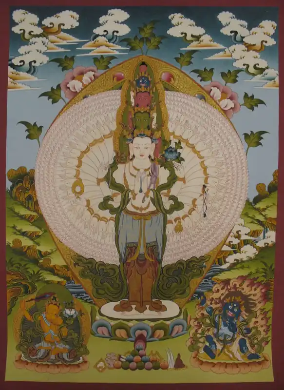 Thangka de Lokeshvara avec Manjushree