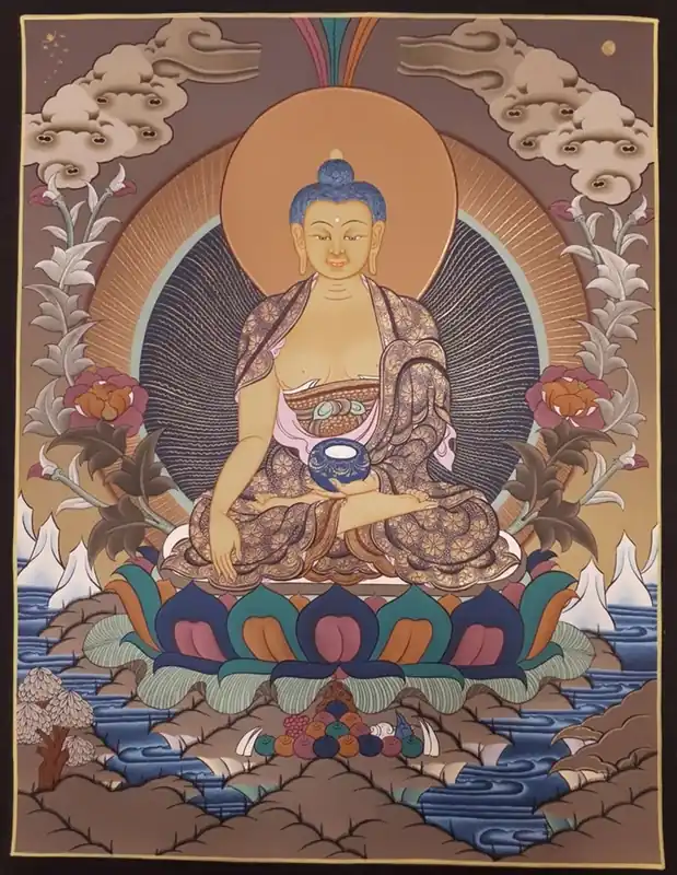 Thangka tibétain de Shakyamuni