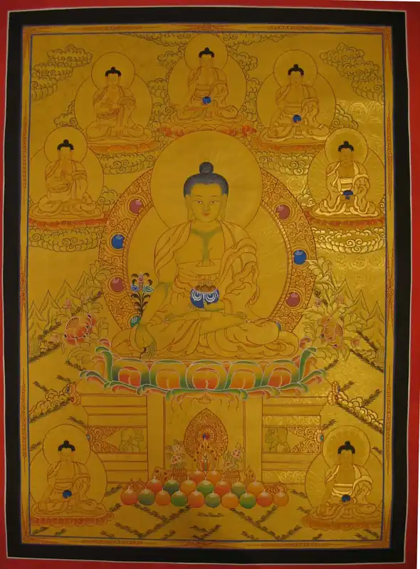 Thangka tibétain du Bouddha de Médecine