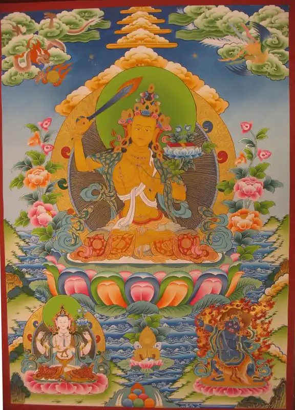 Thangka de Manjushree avec Vajrapani