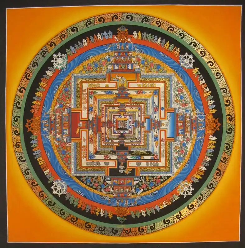 Le mandala tibétain Kalachakra orange