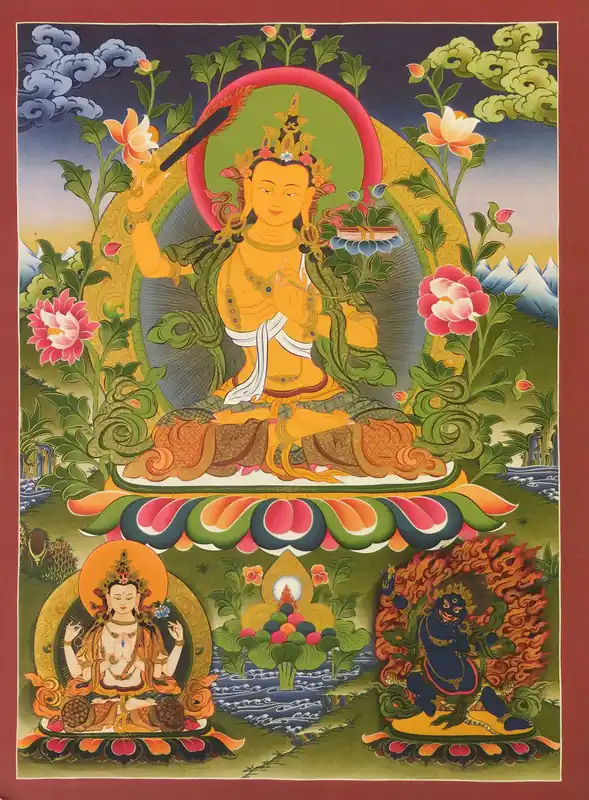 Peinture de Manjushree avec Vajrapani