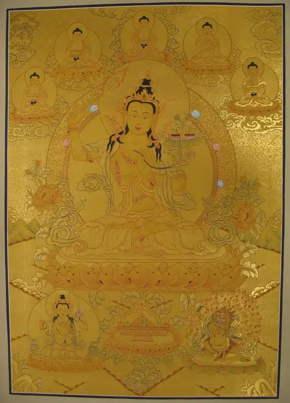 Manjushri tibétain avec les Cinq Bouddhas