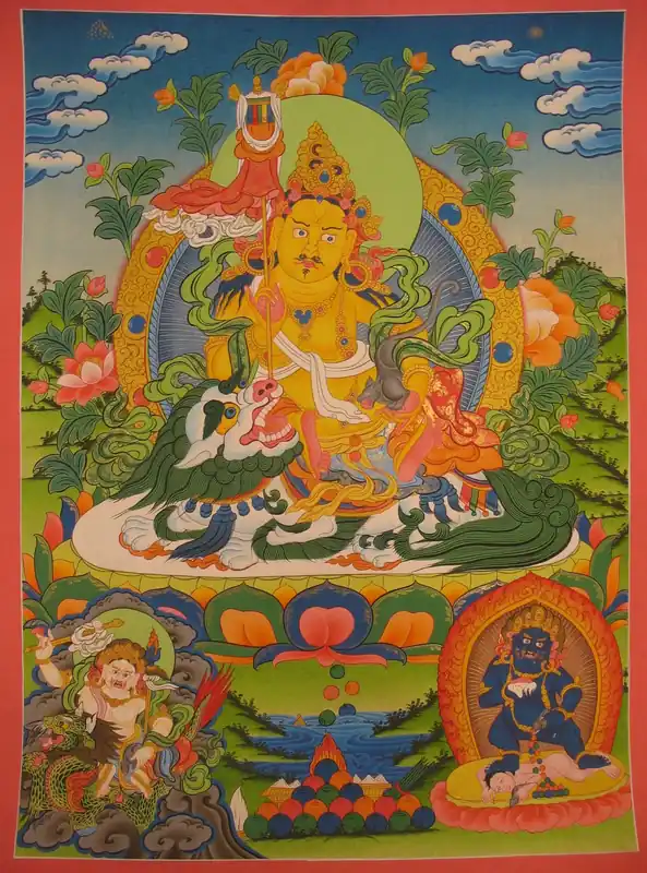 Thangka tibétain de Jambala Jaune
