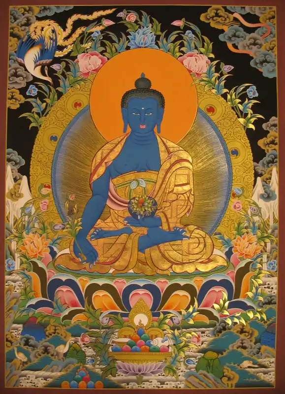 Peinture tibétaine du Bouddha de la Médecine