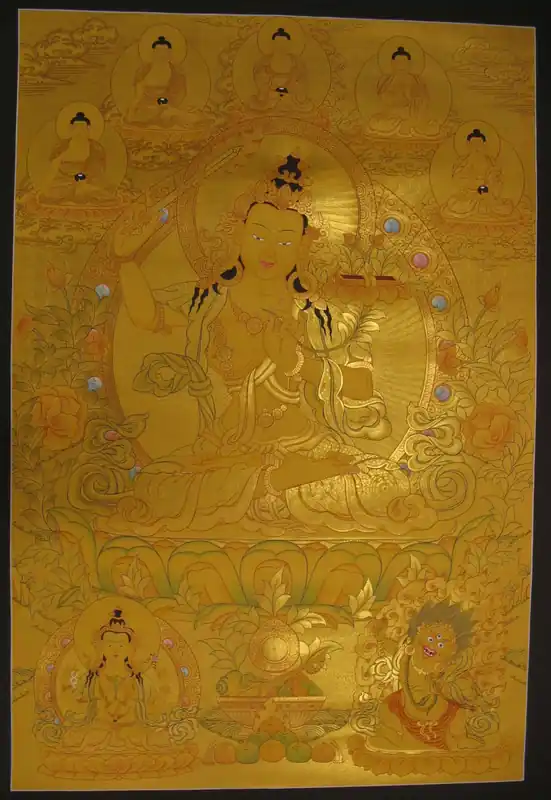 Manjushree avec Pancha Buddha Thangka