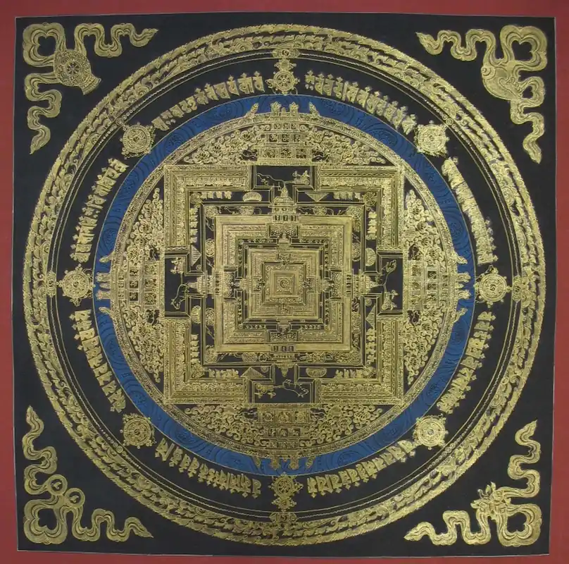Mandala de Kalachakra Noir & Doré