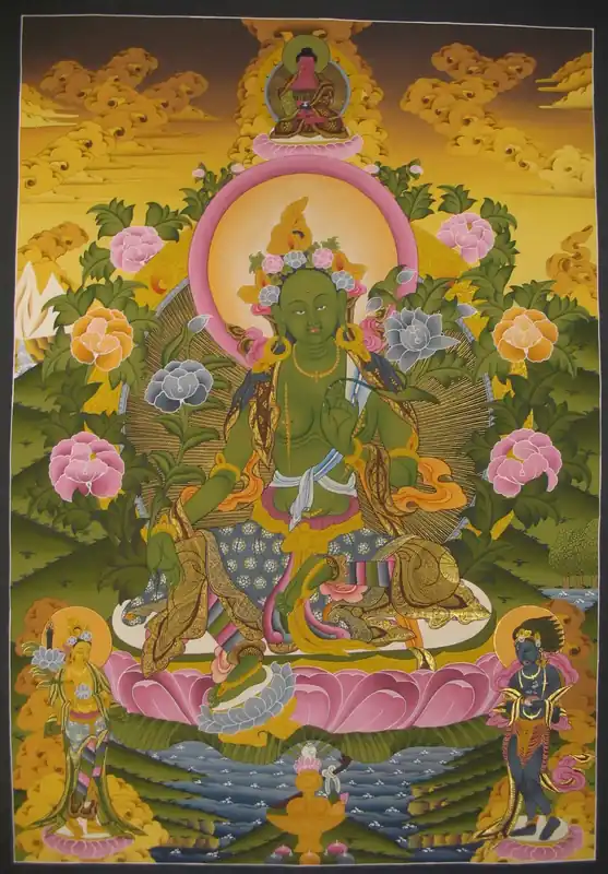 Green Tara Traditional Thangka