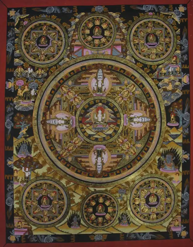 Thangka traditionnel de l’art du mandala de Bouddha