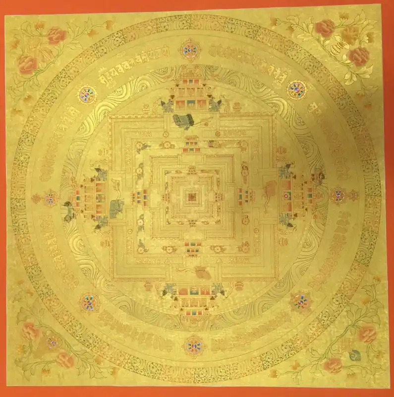 Peinture tibétaine dorée de Kalachakra