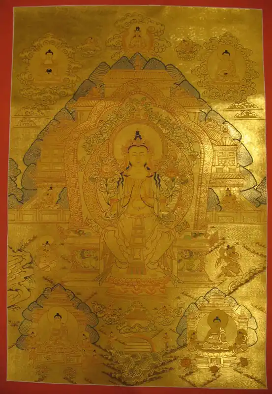 Maitreya Buddha avec les Cinq Bouddhas