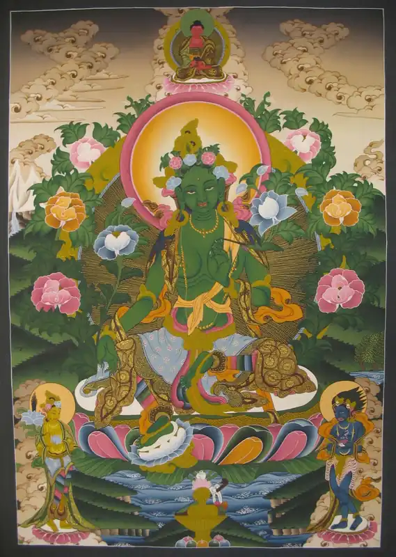 Thangka traditionnelle de l’art de Green Tara
