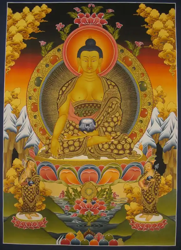 Thangka traditionnelle de Shakyamuni Bouddha