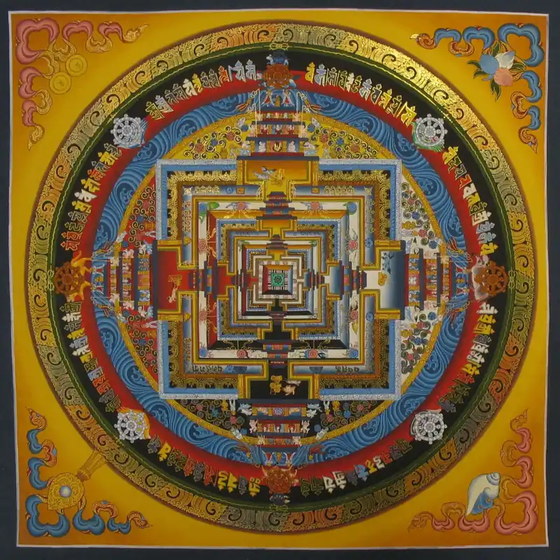 Peinture tibétaine du Mandala de Kalachakra