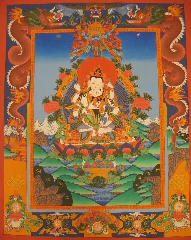 Thangka tibétain de Vajrasattva