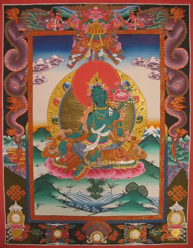 Peinture d’art de Thangka de Tara Verte