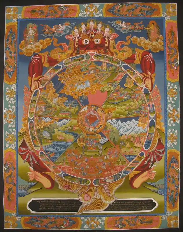 Thangka traditionnelle de la Roue de la Vie