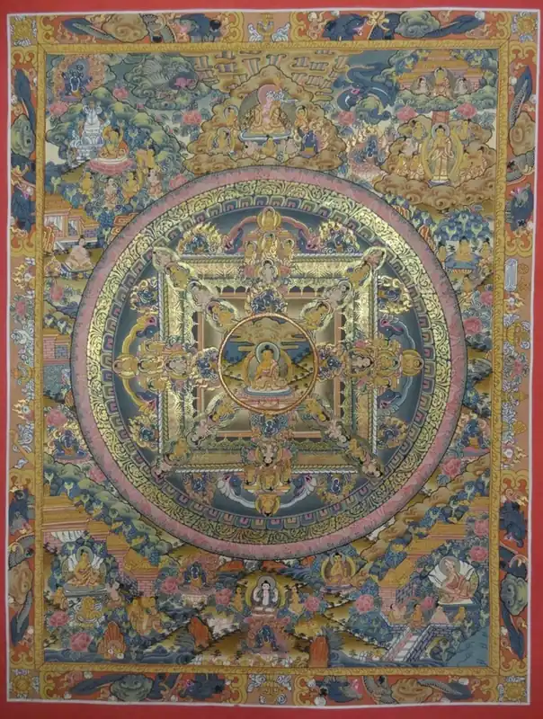 Thangka tibétain du Mandala de Bouddha