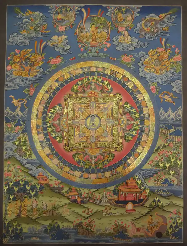 Thangka rituel du mandala du Bouddha
