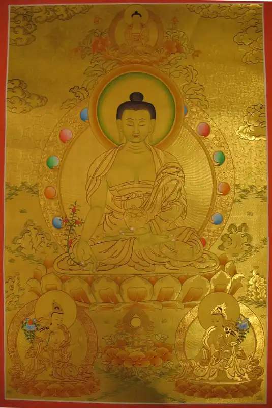 Shakyamuni Buddha avec le Bouddha Amitabha