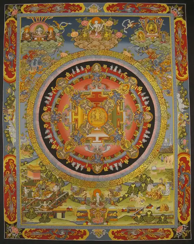 Peinture tibétaine du Mandala de Manjushri