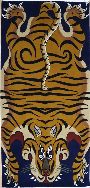 Tapis de tigre noué à la main (bleu)