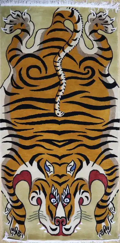Tapis de tigre noué à la main (beige)