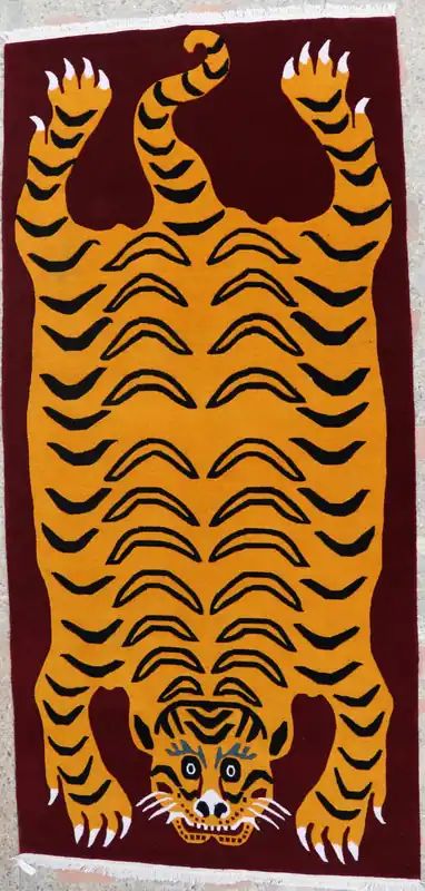 Tapis tibétain avec motif de tigre (rouge)