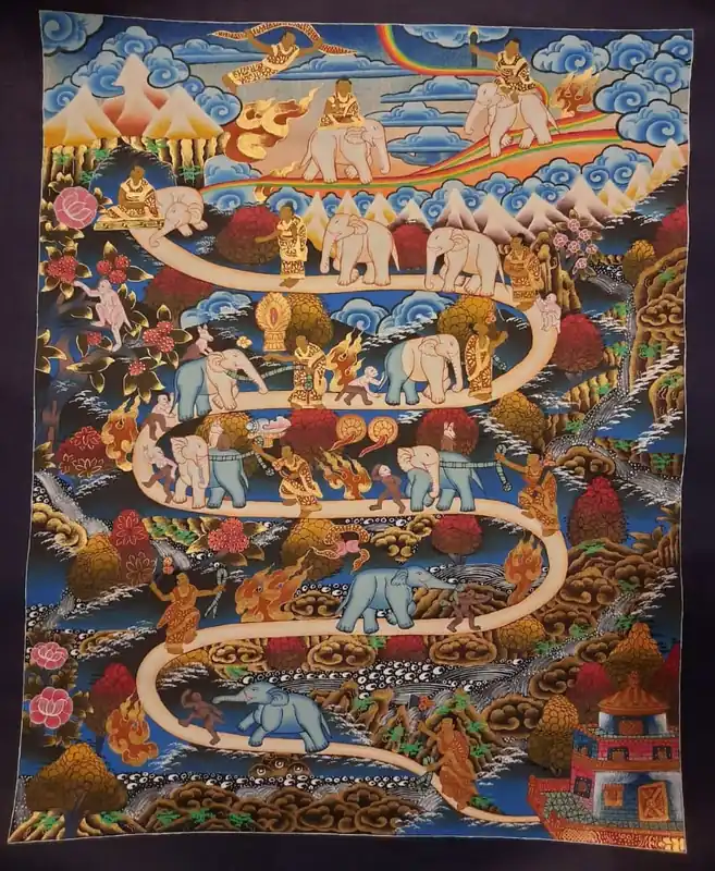 Peinture de Thangka du Chemin vers le Ciel