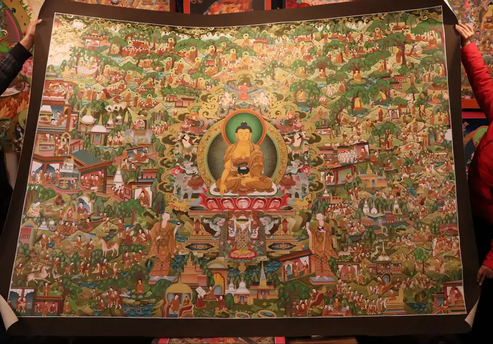 Vie du Bouddha Thangka du Népal