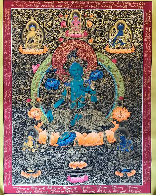 Peinture de Thangka de Tara Bleue