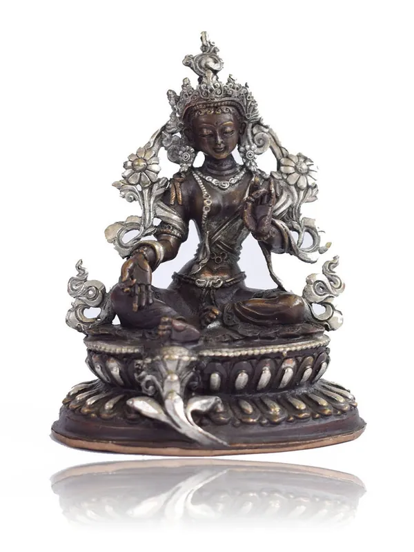 Statue traditionnelle de Tara verte – Cuivre