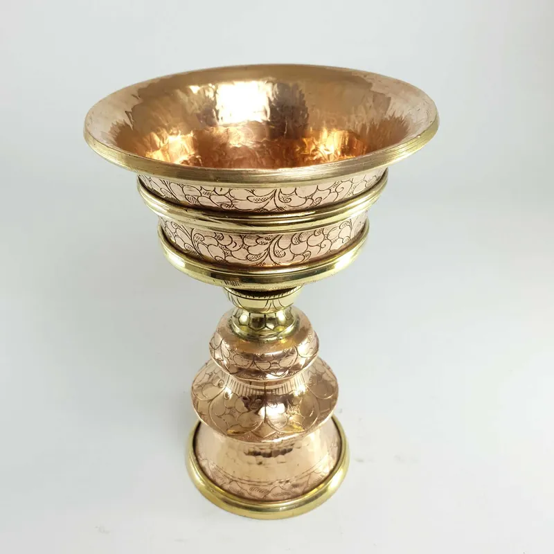 Lampe à beurre en cuivre – Rituel bouddhiste