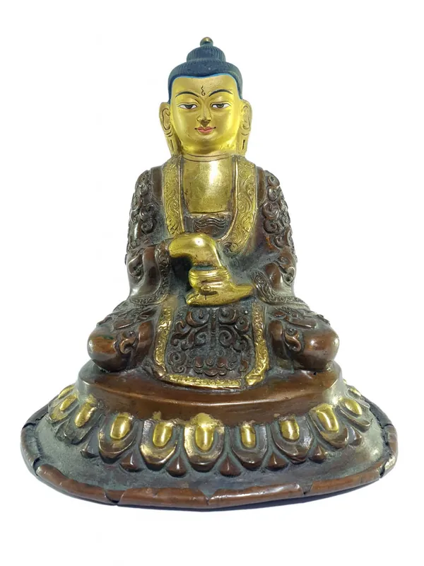 Statue tibétaine en cuivre d’Amitabha Bouddha