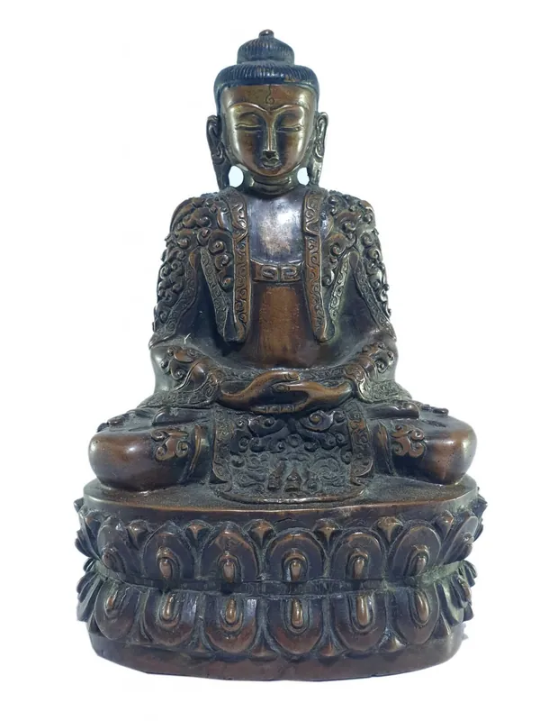 Statue traditionnelle en cuivre d’Amitabha Bouddha