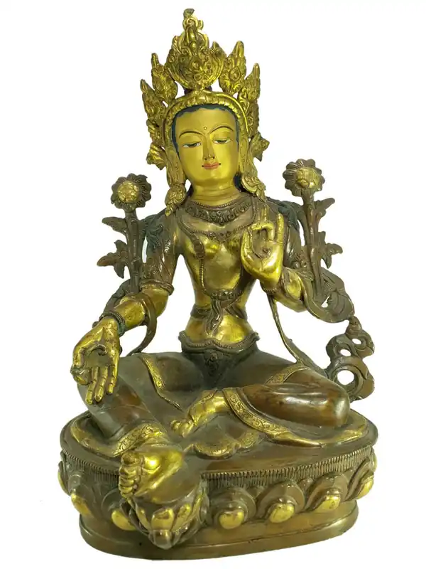 Statue traditionnelle de la déesse Tara verte