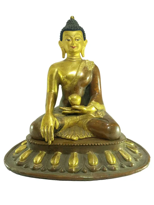 Statue bouddhiste en cuivre du Bouddha Shakyamuni