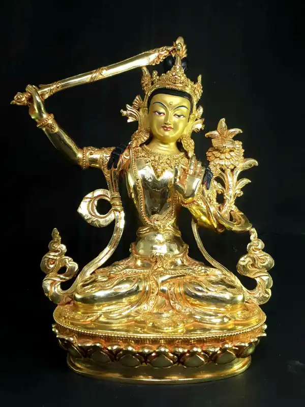 Statue en cuivre de Manjushri