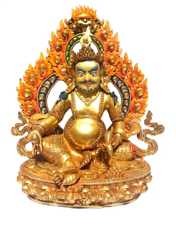 Statue en cuivre plaqué or de Jambhala