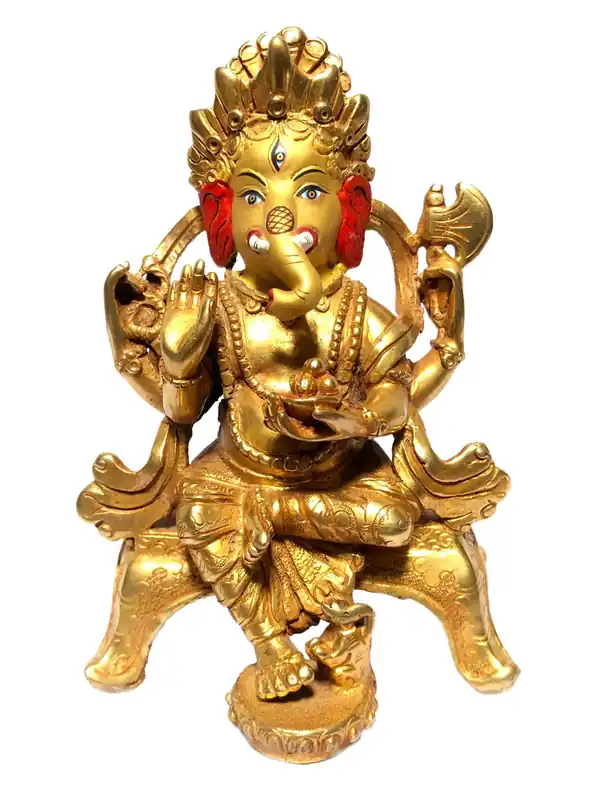 Statue en cuivre plaqué or de Ganesh