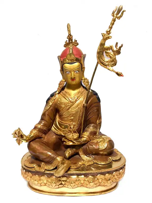 Statue en cuivre plaqué or de Padmasambhava