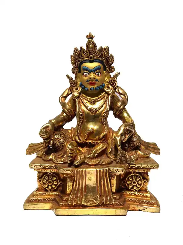 Statue bouddhiste de Jambhala – Cuivre plaqué or