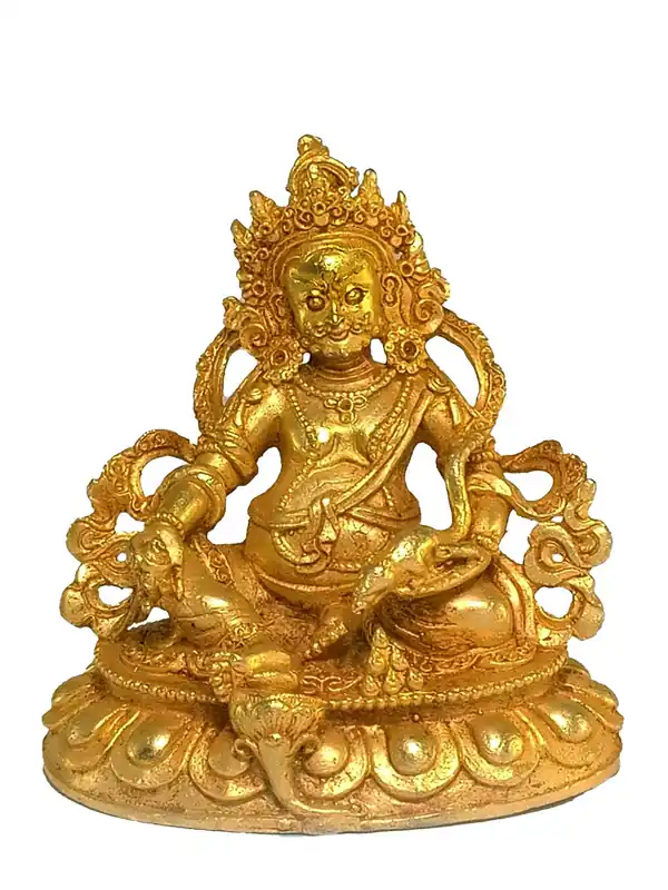 Statue traditionnelle de Jambhala – Plaquée or en cuivre