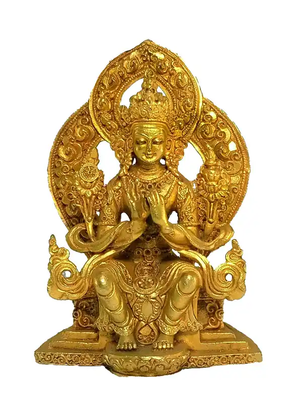 Statue du Bouddha Maitreya – Cuivre plaqué or