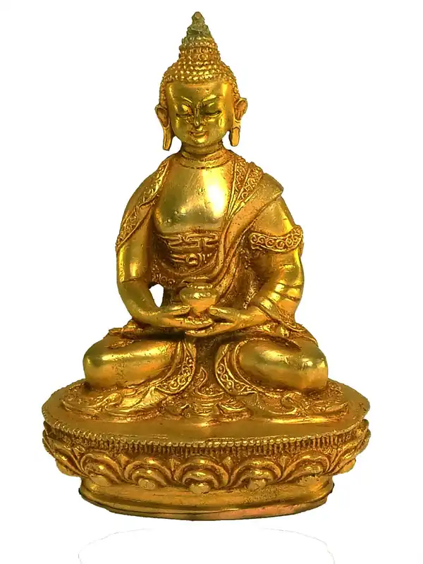 Statue en cuivre plaqué or d’Amitabha Bouddha