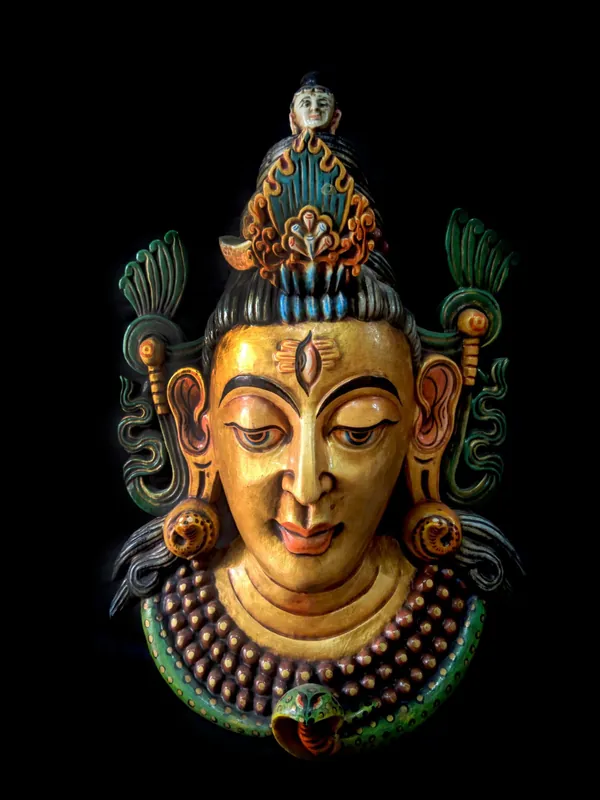 Masque en bois fait main de Mahadev